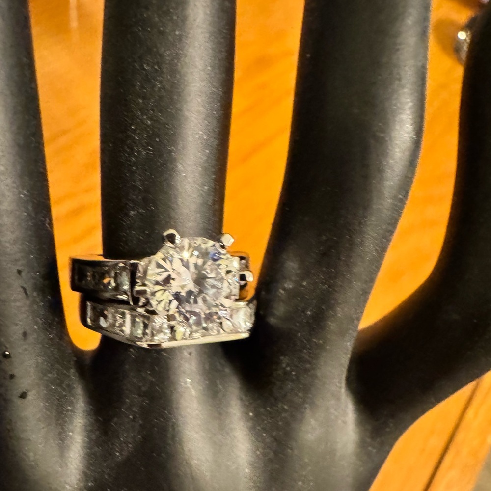 Sterling  Silver Women's Engagement Ring Set